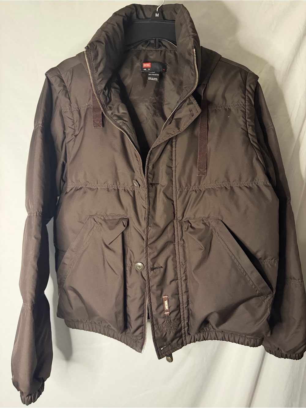 Diesel Men's Dark Brown Quilted Puffer Jacket